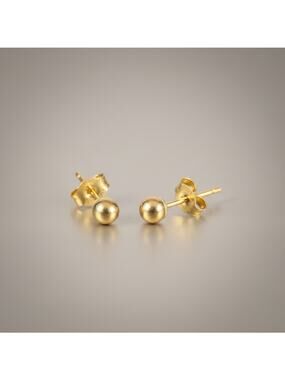 Jewelry Solid 4mm 14k Yellow Italian Gold Push Back Ball Studs Made In Italy